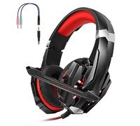 Yinhing Auriculares para Juegos de 3,5 Mm para Colocar sobre la Oreja Experiencia Mejorada con Micrófono con Aislamiento de Ruido Control de Volumen de Luz LED para Computadora Portátil, Tableta,