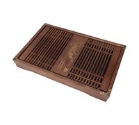 Yinhing Bandeja de té Kungfu Elegante Bandeja de Madera para Servir té con Drenaje y Luz de Almacenamiento Ideal para la Ceremonia del Chino Gongfu (Orquídea negra clara)