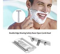 Yinhing Cabezal de Peine Abierto de Doble Seguridad, Herramienta de Afeitado Duradera de Aleación de Zinc de Alta Calidad para Hombres, Cuidado de Barba Suave, Plata, 4x2,5x1,0 Cm