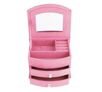Yinhing Caja de Almacenamiento de Joyas, Joya de Aretes de Joyería Portátiles Pulsera 4 Colores 3 Capas Almacenador de Joyería Cabecillo de Organizador Almacenamiento (Pink)