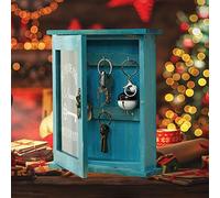 Yinhing Caja de Almacenamiento Retro de Madera para Llaves, Soporte de Pared con Puerta Acrílica y Hermoso Diseño para Entrada del Hogar, Rústico y Vintage (Blue)