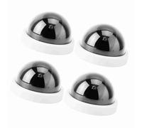 Yinhing Cámara de Seguridad Falsa Simulado C 4 Piezas Cámara de Seguridad Falsa CCTV de Simulación de con Luz LED Intermitente Efecto de Vigilancia Blanco para del Hogar o del Negocio (White)