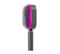 Yinhing Cepillo de Pelo Autolimpiante, Peine Masajeador con Cojín de Aire 3D Mejorado con Diseño de Empuje para Limpiar, Ergonómico para el Cuidado del Cabello Largo de las Mujeres (Rosa roja)