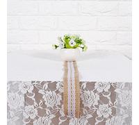 Yinhing Cinta de Arpillera de Yute con Encaje Blanco, Cinta Rústica para Decoración de Bodas, Fiestas, Manualidades, 6 para Envolver Caminos de Mesa DIY (4)
