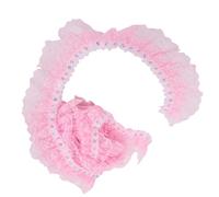 Yinhing Cinta de Encaje de Malla con Ribete Plisado de Puntos de Impresión de 45 Mm Multicolor de 5 Yardas para Manualidades, Decoración Bordada de Lentejuelas para Bodas y Fiestas (PINK)