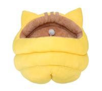 Yinhing Cueva para Gatos Cama Cáli Semicerra para Mascotas Casa de Animales de Dibujos Animados Desmontable para Otoño e Invierno Color Amarillo Material de Felpa Suave Ideal para Gatos y (M)