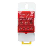 Yinhing Din Rail Box, Din Rail Cinco Corrador de Latón Suploso 690V 80A PA66 Caja de Distribución de Terminales Bloques de Conexión para Electrodomésticos (rojo)