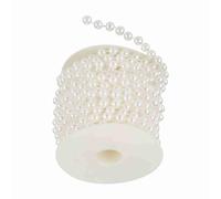 Yinhing Guirnalda de Perlas de Imitación ABS Redonda de 8mm, Rollo de 10M, Cuentas de para Decoración de Boda y Navidad, Color Beige (WHITE)