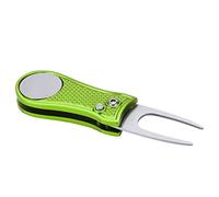 Yinhing Herramienta Plegable de Reparación de Divots Tenedor Verde de Acero Inoxidable con Marcador Magnético Diseño Ergonómico Liviano para Fácil Transporte y Mantenimiento del Campo (Verde Lima)