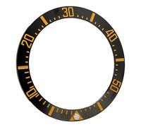 Yinhing Inserto de Bisel de Reloj de Cerámica, Accesorio de Repuesto de 40mm para Base de Relojero con Cuentas Luminosas, Fácil Instalación y Rayado (Caracter Dorado Dorso Negro)
