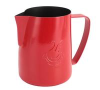 Yinhing Jarra para Espumar Leche, 480 Ml, Diseño Premium de Acero Inoxidable 304, Taza para Crema de café, Jarra Humeante Ideal para Latte Art para Uso en Cafetería y Cocina, Acabado Rojo Brillante