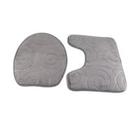 Yinhing Juego de 3 Alfombrillas de baño con Relieve de Piedra, absorbentes y Antideslizantes, Incluye Tapa de Inodoro y Alfombrillas Laterales para bañera, Color Gris