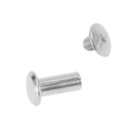 Yinhing Juego de 50 Pares de Remaches Redondos Planos de Acero Inoxidable M5 de 0,24 X 0,55 X 0,43 Pulgadas, Kit de Remaches de Cuero para Manualidades, álbumes de Recortes, Joyería, Decoración del