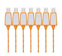 Yinhing Juego de 7 Botellas de Líquido Portátil, Botella de Viaje Vacía con Bolsillo de Silicona para Viajes, Vida Diaria, Camping, Viaje de Negocios, 30 Ml X 7 (Botella Cuadrada + Set Naranja)