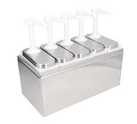Yinhing Juego de Bomba Dispensadora de Salsa con 4 Bombas de Condimentos de Acero Inoxidable para Salsa de Tomate, Aderezo para Ensaladas, Mayonesa, Recipiente con Bomba Exprimible de 1 Litro de (5