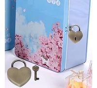 Yinhing Juego de Candado Vintage con Cerradura de Corazón con Llave, Cerradura de Metal Decorativa, Ideal para Joyeros, Diarios, Manualidades, 45x59 Mm (Bronce)