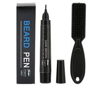 Yinhing Juego de Relleno de Lápiz para Barba ABS Resistente Al Agua, Bolígrafo para Barba de 4 Puntas, Cepillo, Relleno de Bigote para Hombres, Aspecto a Prueba de Sudor de Larga (BROWN)