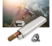 Yinhing Juego de Soporte para Cigarros con Petaca de Acero Inoxidable de Dos Tubos, Estuche de Viaje Portátil para Cigarros de 43/64 ", 2 Oz, a Prueba de Licor, Diseño Elegante, Entusiastas de los