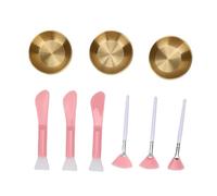 Yinhing Juego de Spa Facial de 9 Piezas, Tazón para Máscara Facial DIY, 3 Tazones para Mezclar de Acero Inoxidable, Cepillos de Ventilador, Espátulas para el Cuidado de la Piel en el (GOLD)