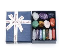 Yinhing Kit de 14 Piezas de Cristales Premium con Juego de 7 Chakras, Columna Hexagonal, Piedras Irregulares, Cristales Curativos, Piedras Espirituales, Hermosa Labradorita para Meditación, Trabajo