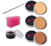 Yinhing Kit de Cera para Cicatrices, Maquillaje Realista con Efectos de Heridas para Disfraces de Halloween y Maquillaje de Escenario, con Espátula para Eliminar Fácilmente la Forma (1)