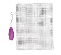 Yinhing Kit de Malla para Enganche de Alfombra y Herramienta de Gancho con Cómodo de Goma Aguja de Ganchillo con Gancho Doblado Tela de Malla de 50 X 50 Cm para Proyectos de Manualidades Color