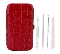 Yinhing Kit de Manicura de Acero Inoxidable de 9 Piezas, Cortaúñas Profesionales, Limas para Uñas, Púas para Orejas, Tijeras para Cejas, Juego Completo de Aseo, Elegante Color Rojo para Uso