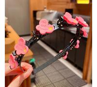 Yinhing Lindo Aro para el Cabello, Diadema con Patrón único con 8 Clips Pequeños para Niñas, Diseño de Dientes Antideslizante, Color Brillante, Liviano para Viajes Escolares Al Aire (8# mariposa