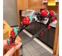 Yinhing Lindo Aro para el Cabello, Diadema con Patrón único con 8 Clips Pequeños para Niñas, Diseño de Dientes Antideslizante, Color Brillante, Liviano para Viajes Escolares Al Aire (1# fresa)