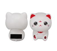 Yinhing Lindo Gato Adorno Solar Que Asiente con la Cabeza Escultura de Gato de la Suerte para el Tablero de Instrumentos del Automóvil de la Oficina en Casa - Figura de Linda de Inducción de Luz