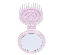 Yinhing Mini Cepillo de Pelo con Espejo, Cepillo Compacto de Viaje con Dientes Elásticos 3D para Desenredar el Peinado, de Pelo Portátil para Mujeres, Hombres y Niños (Tipo plegable)