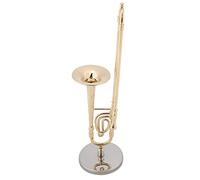 Yinhing Modelo de Réplica de Trombón en Miniatura con Soporte y Caja de Madera, Adorno Musical Chapado en Oro para Decoración del Hogar