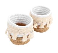 Yinhing Organizador de Brochas de Maquillaje de macramé, Cesta de Cuerda de Algodón Tejida a Mano con Flecos Elegantes para Decoración de Tocador y Escritorio, 2 uds. (Color café)