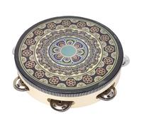 Yinhing Pandereta de Madera de Mano de 8 Pulgadas con Cascabeles Instrumento Educativo Musical para Edades Hermoso Diseño Floral Ideal para Fiestas, Aulas de Música y Diversión Familiar (Flor negra)