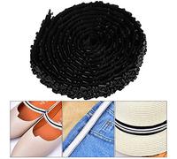 Yinhing Pearl Ribbon Cinn, Lace Ribbon Diy Ropa Hecha a Mano Decoración de Costura Bordada de 1 Yardas Cinta Perla Cosería Decoración Accesorios Accesorios (1,5 Cm Color Metal Cuadrado (Beads negros