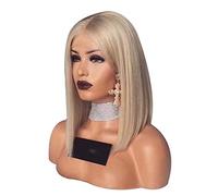 Yinhing Peluca Rubia Corta y Recta para Mujer, Gorro Ajustable Suave y Transpirable, con Cuero Cabelludo Emulacional, para Fiesta, Halloween, Cosplay, Uso Diario