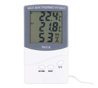Yinhing TA318 Higrómetro Digital para Interiores y Exteriores con Sonda Medidor de Temperatura y Humedad de Pantalla Grande No Incluye Batería