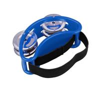 Yinhing Tamburina de Pie, Instrumentos de Percusión con 4 Pares Jingles Acero Inoxidable y Correa Elástica Pie Popa Percusión Instrumentos Musicales para Cajón (BLUE)