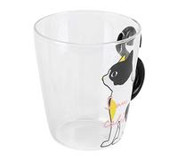 Yinhing Taza de Gato Mesney Taza de Gato M Linda del Café Leche Té Vidrio Calor Reutilizable para Niños y Amantes de los Gatos (blanco en forma)