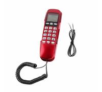 Yinhing Teléfono de Pared con Identificador de Llamadas, Diseño de Pantalla LCD para Uso en Casa, Oficina y Hotel, Teléfono Fijo Que Ahorra Espacio para Mayor Comodidad y Conveniencia (Rojo)