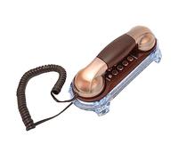 Yinhing Teléfono Fijo con Cable Retro con Soporte de Pared y Flash de Telegrama Entrante - Diseño Vintage para la Escuela, Oficina en Casa - Teclado y Uso Ergonómicos (Color Rojo Cobre)