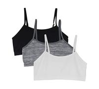 YINI - Vuelta al cole. Top sujetador ajustable con tirantes en los hombros, para niñas y chicas, 3 unidades Azul 3 piezas (negro/blanco/gris). M