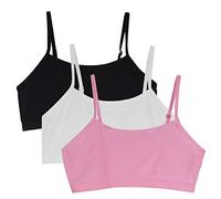 YINI - Vuelta al cole. Top sujetador ajustable con tirantes en los hombros, para niñas y chicas, 3 unidades Rosa 3 piezas (negro/blanco/rosa). L