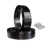 Yinian Carrete de Fleje Resistente para Palets Rollo de Fleje de Embalaje Poliéster con 100 Hebillas Herramientas de Flejado 16mm x 0,8mm - 1200 Metros Resistencia a la Tracción 530 kg(Color:Negro)