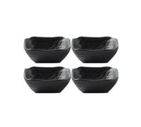 Yinj9562fg Aperitivo Plato cuadrado for salsa con textura de piedra, 4 piezas, for mojar, for sushi, aperitivos y preparación de cocina para Condimentos(Negro)