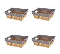 Yinj9562fg Cesta de frutas y verduras Cestas de frutas ratán forma cuadrada, cuencos almacenamiento tejidos, llavero apilable for estante, mesa cocina, juego Natural 4 Para uso doméstico