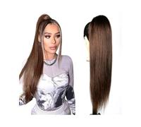 Yinj9562fg Coleta Postiza Cola de Caballo de Cabello Humano castaño Medio n.° 4, de 14 a 26 Pulgadas de Largo, Recta, con cordón, Extensiones de Cabello con Clip Extensiones Coleta(24inches)