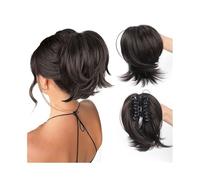 Yinj9562fg Moños Postizos Extensión de Cola de Caballo Alta, Corta, Recta y despeinada con Pinza for el Pelo for Mujer Moño Postizo Pelo Natural(1B/27HL)