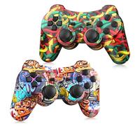 Yinjie PS3 Controller, Wireless PS3 Controller 2 Pack, Built in 800mAh Large Capacity Battery, with 2 USB Cables, Perfect Replacement for Sony Playstation 3 Controller, Graffiti Style