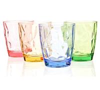 YINJOYI Vasos de plástico acrílico reciclado irrompible Juego de 4 En 4 colores variados plástico Blue+yellow+green+red, Set of 4